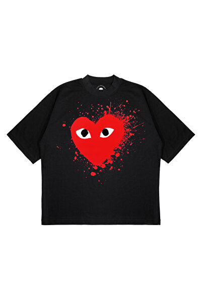 PURE EFFECT Unisex Oversize Comme Des Garçons Splash Printed Boxy Fit Thick F...