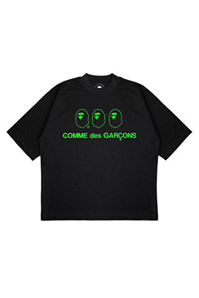 PURE EFFECT Tricou unisex supradimensionat BAPE x COMME des GARÇONS 3 HEAD, c...