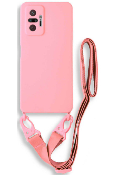 Bodycell Θήκη Σιλικόνης με Λουράκι Λαιμού - Xiaomi Redmi Note 10 Pro - Pink