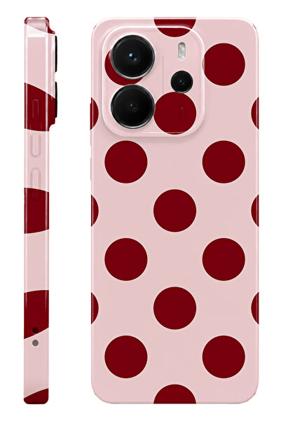 WANNA PROTECT Xiaomi Redmi Note 14 Kırmızı Puantiye Protect Slim Parlak Tam B...