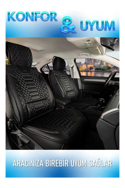barototuning Fiat Fiorino Luxury Leather Car Seat Cover Rear 2+1 Piece Black ...