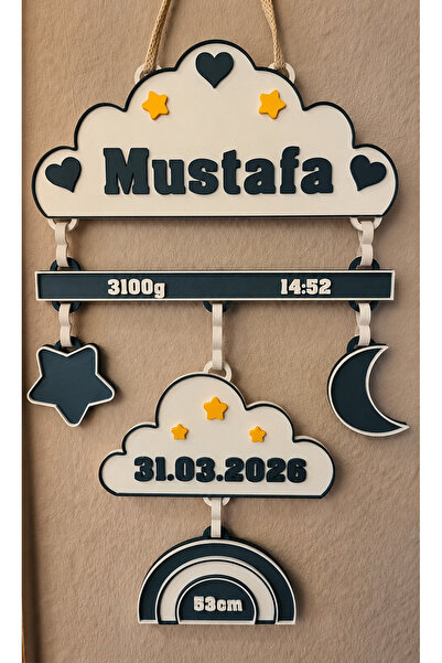 Lumora Design Kişiye Özel Bebek Doğum Panosu | İsim, Doğum Tarihi, Saat, Boy ...