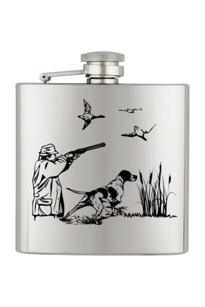 Albainox Υδροδοχείο- Φλασκί Barbaric Stainless Hip Flask 6 Oz-Σκύλος+Κυνηγός,...