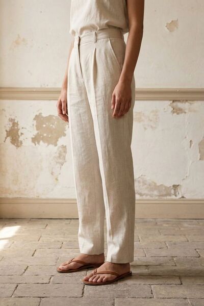 Hiccup My Fashion High Waist Straight Leg Crepe Trousers