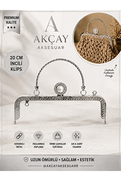 Akçay Aksesuar 20 cm Pearl Bag Clip Bag Handle