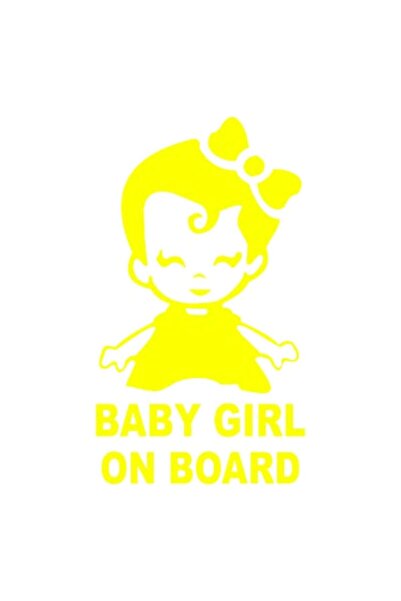 Universal Autocolant decorativ auto  "Fetiță la bord ", 15cm, Galben