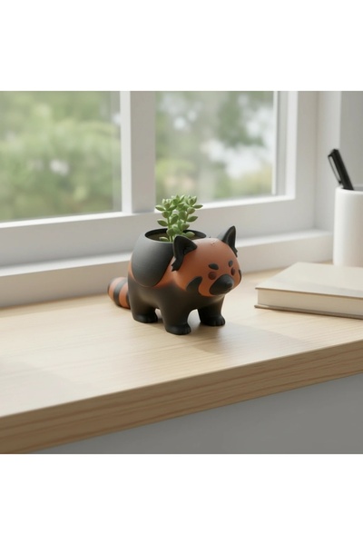 OEM Mini Ghiveci Decorativ Model Panda Imprimat 3D - Negru compozit mat