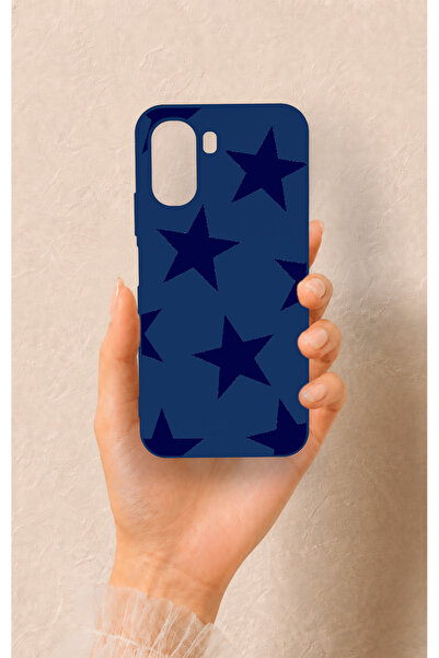 Vip Case Oppo A6T Uyumlu Lacivert Star Desenli Silikon Kılıf