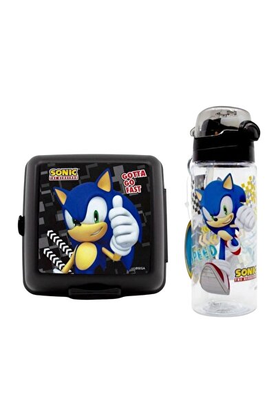 GENC DIJITAL BASKI Black Sonic Licensed 500ml Water Bottle and Four Compartme...