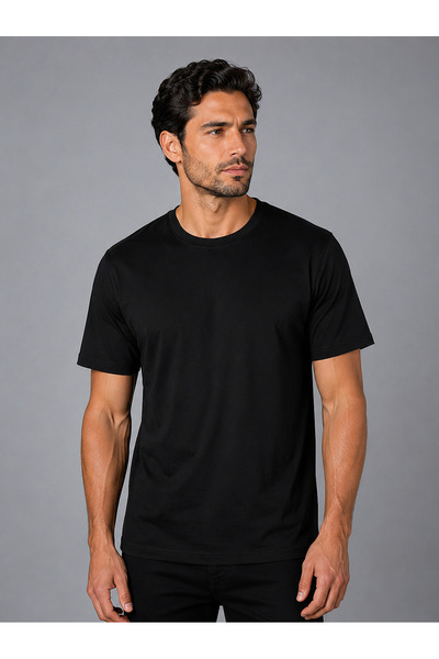Bisse Black Crew Neck Basic T-shirt