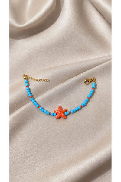 Gizemindünyası Orange Ceramic Starfish Bracelet
