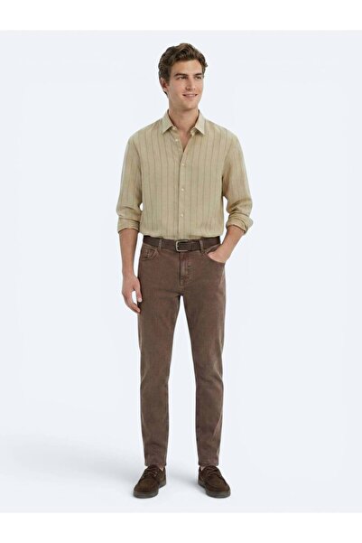 Kip Brown Regular Fit Denim 100% Cotton Trousers