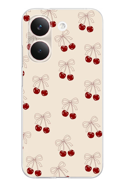 TechTree POCO X8 PRO Uyumlu Fiyonklu Kirazlar Baskılı Silikon Kılıf