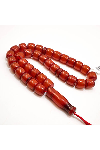 Generic Pakistani Faturan Rosary 33 Beads 10.5-12mm Deep Red Barrel Prayer Be...