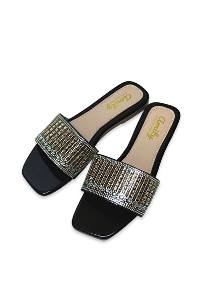 Saudi Step Fashion Square Toe Rhinestone Work Slides for Women, Ergonomic Cus...