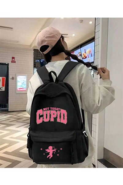 Minga London Black Not Today Cupid Printed School, Class, Course Backpack