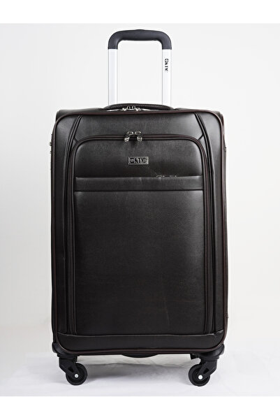 KTMC Medium Leather Luggage Lightweight Trolley Bag with 4 Spinner Wheels and...