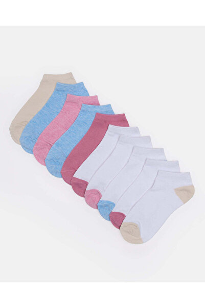 REDTAG Women Multicolour Ankle Socks Set (Pack Of 10)
