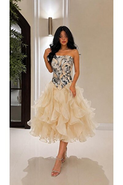 Mar style Short Corset Dress with Butterfly Embroidery and Luxurious Layered ...
