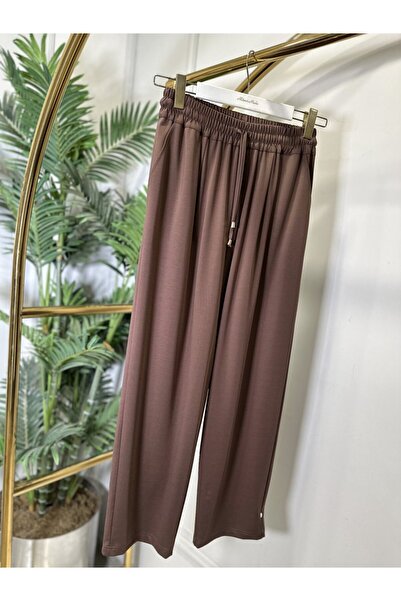 2K 26085 Elastic Waist Lace-Up Trousers Brown