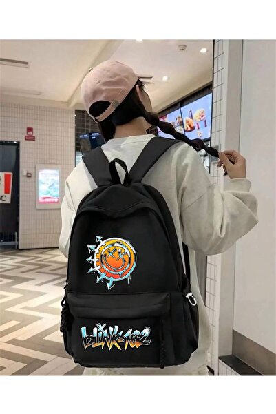 Minga London Black Blink-182-2 Printed School, Class, Course Backpack