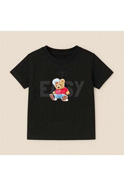 SVART WEAR Παιδικό και εφηβικό μπλουζάκι με στάμπα αρκουδάκι, βαμβακερό, με κ...