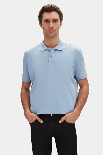 Damat Regular Fit Açık Mavi %100 Pamuk Polo Yaka T-Shirt