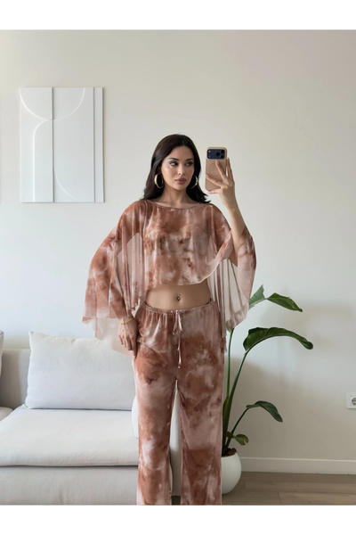 Zoom Butik Batik Yıkamalı Pareo Takım - VİZON