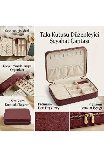 Dorvina Jewelry Box Organizer Travel Case Necklace Ring Earring Organizer Lea...