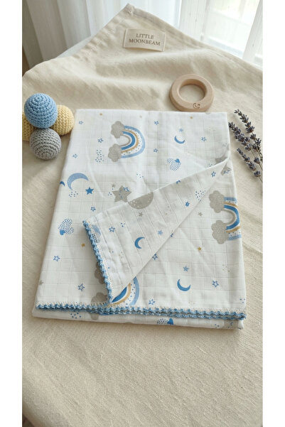 Berço Baby 100% Cotton Pico Edged Baby Muslin Blanket & Pique 80 X 90 cm