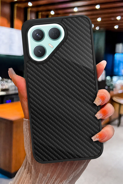 TECNO Pova 7 Pro Uyumlu Karbon Fiber Dokusu Desenli Parlak Baskılı Kamera Kor...
