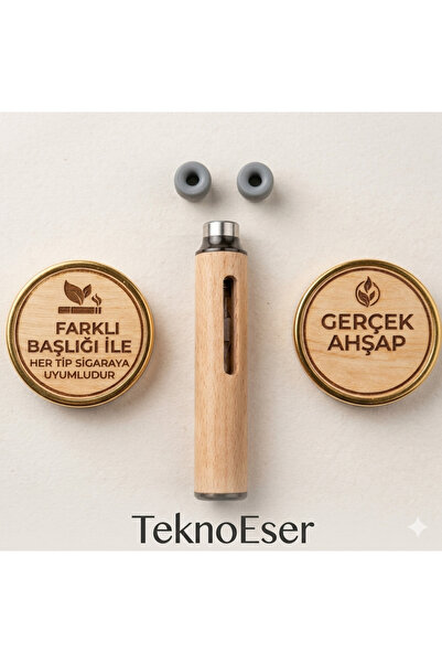 TeknoEser Gerçek Ahşap Sigara Ağızlığı Filtreli Tutucu Her Tip Sigaraya Uyumlu