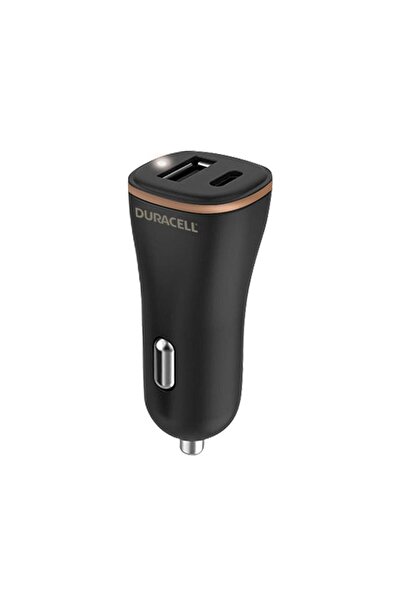 Duracell DR6026A Car Charger, 27W, 1x USB-A, 1x USB-C, PD Fast Charging, Black