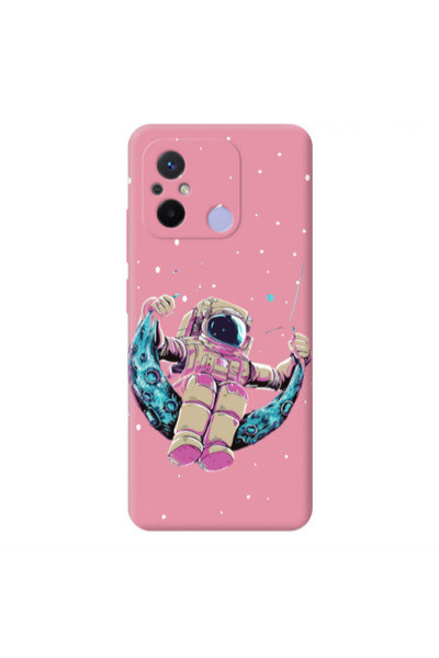 Other Xiaomi Redmi 12C Astronaut swinging on the moon Pink Colored Silicone T...