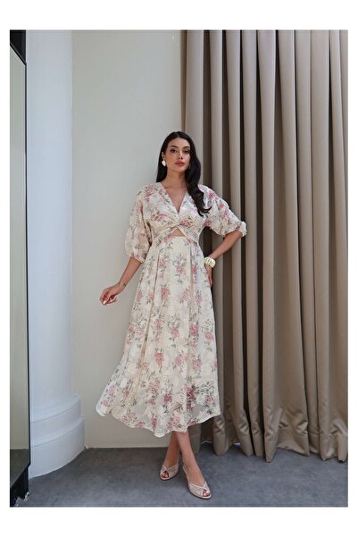 ESRAHELVACI Pre-Tied Balloon Sleeve Midi Dress