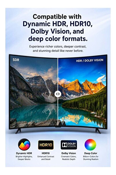 Generic كابل ألياف بصرية نشط (AOC) من نوع HDMI 2.1 عالي الدقة 8K@60Hz / 4K@120Hz |   كابل HDMI فائق السرعة 48 جيجابت في الثانية |   HDR، eARC، VRR، ALLM |   نقل بيانات عالي الجودة لمسافة 200 متر بدون فقدان