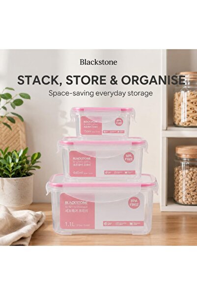 Blackstone مجموعة حاويات بلاستيكية لتخزين الطعام، 3 قطع مع أغطية قابلة للقفل،...