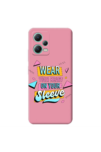 Other Xiaomi Redmi Note 12 Pro 5G Wear Your Heart Pink Colored Silicone TPU Θήκη
