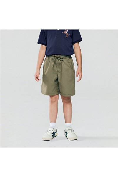 Giordano شورت قطني للأطفال بخصر مطاطي ورباط قابل للشد