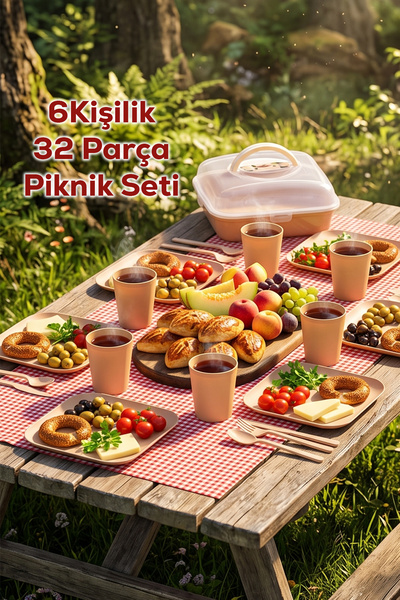 Porsima 0039-3 Karizma 32 Parça 6 Kişilik Pratik Taşınabilir Piknik Seti - Sa...