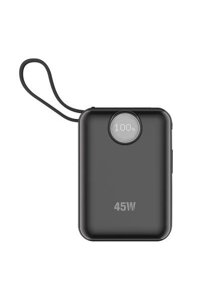 S-LINK G450 20000mAh PD45W+QC3.0 Dahili Kablolu Siyah LCD Taşınabilir Pil Şar...