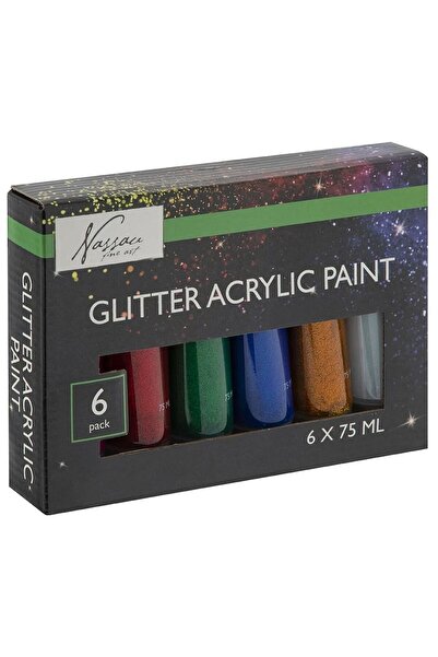 Nassau Set de 6 vopsele acrilice cu sclipici 75ml Art Sensations AR0756/GE