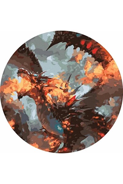 OEM Pictură pe numere rotundă - Dragon 40cm de la Twoje Hobby, dificultate 3/5