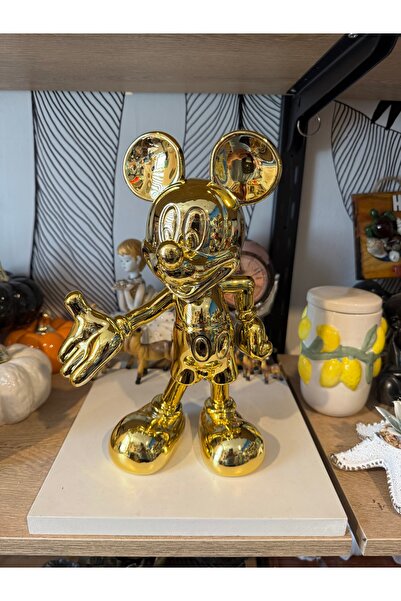 Atak Hediyelik 30 cm Mickey Mouse Porselen Krom Kaplama Heykeli biblo-Popart ...