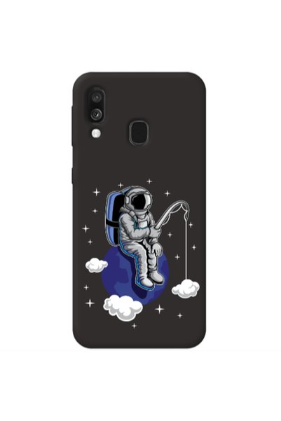 Other Samsung A40 Fishing space Black Colored Silicone TPU Θήκη