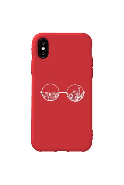 Other Apple iPhone Xs Sunglasses Red Colored Silicone TPU Θήκη