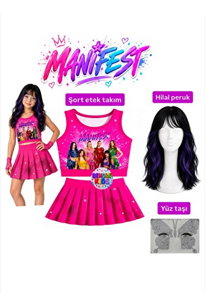 bemora kids Manifest Pink Skirt Blouse Bottom Top 2-Piece Set Shorts Skirt Gi...