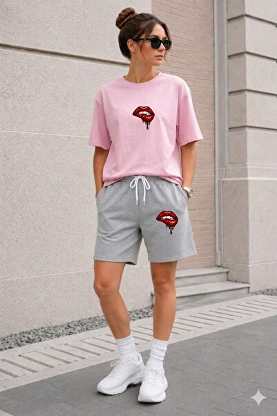 orwen life est. 2022 Oversize Women's Shorts Set Crew Neck Short Sleeve T-Shi...