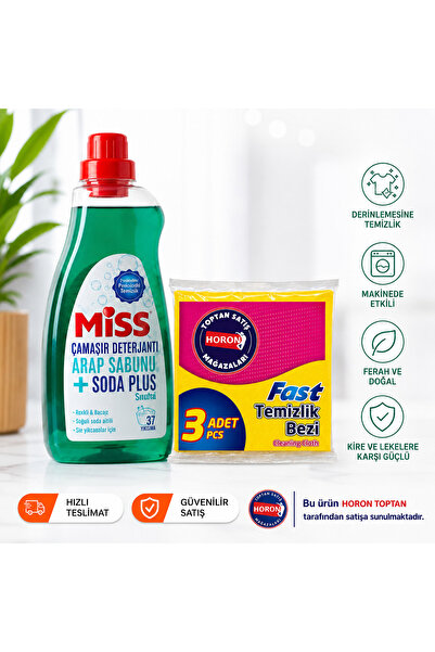 Miss ÇAMAŞIR DETERJANI ARAP SABUNU ETKİLİ 1 ADET Horon Temizlik Bezi 3adet