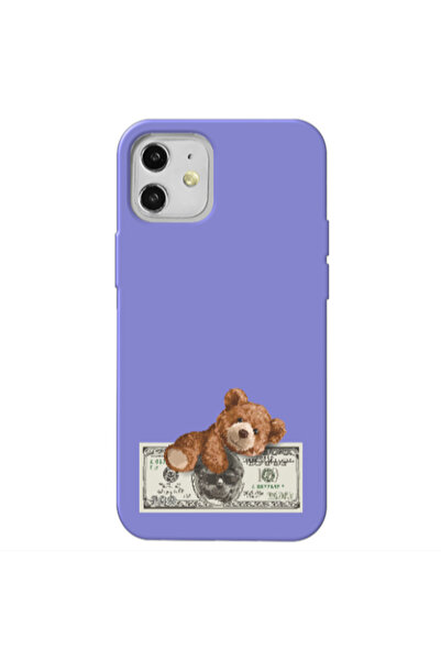 Other Apple iPhone 12 Money Style Purple Colored Silicone TPU Θήκη